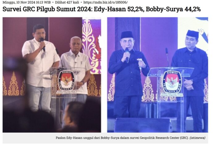 Survei GRC Soal Kemenangan Edy Hasan di Pilgub Sumut Diduga Abal-Abal, Realita Berbanding Terbalik!
